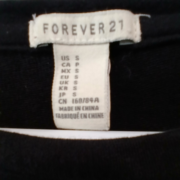 Forever 21 Black Long Sleeve Shirt with Graphic Sleeves Women's Small Casual - Picture 3 of 5